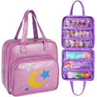 Jaffzora Dolls Carrying Case Compatible With Lol Surprise Dolls All Hanging Travel Toys Storage Tote Bag With 6 Clear Pockets For Girls Purple