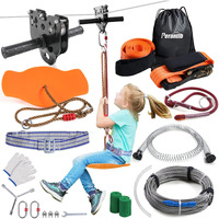 Zipline For Backyard Kids And Adults Zipline Kits For Backyard With 120Ft Cable 6Ft Zipline Spring Brake And Belt Zip Line Trolley With Handle Seat And Bag