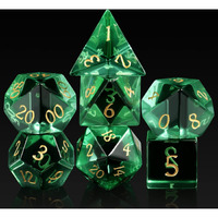 D&D Dice  Dndnd 7 Piece Zircon Glass Dice Set With Great Gift Box For Dungeons And Dragon Dnd Tabletop Game (Green Glass With Gold Num)