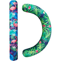 Inflatable Swimming Noodles Set - 2 Pack Fabric Covered Pool Floats For Adults  Pool Noodles Curved Swimming Pool Float For Summer Beach Pool Party Games Vacation Sea Beach Lake (Flamingo & Green)
