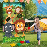Jeffbaubl Animals Toss Game Banner With 8 Bean Bags Wild Animals Throwing Game Bean Bag Toss Games Outdoor Games Set For Yard Lawn Game Photo Background Jungle Animals Theme Party Supplies