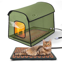 Heated Cat Houses For Outdoor Cats  Waterproof Insulated Cat House Outdoor  Warm & Durable Kitty Shelter For Community Feral Cats  Strays  Dogs  Small Animals  Easy To Assemble  21.3X15X16.1 In  Green