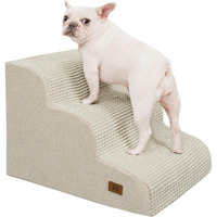 Abcpet Dog Step For Bed  Dog Stair 3-Step 35D Pet Stair 15.7"" H For High Bed Or Sofa Non-Slip Balanced Pet Step Indoor  Beige