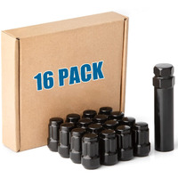 Jiiinmiiin 16Pcs M10X1.25 Atv Lug Nuts  Closed End 6 Spline 10X1.25 Lugnuts  60 Degree Cone/Acorn Seat With 1 Socket Key  Black