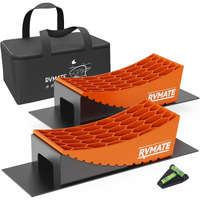 Rvmate Camper Levelers 8-Piece Kit Rv Leveling Blocks Camper Wheel Chocks Including Two Curved Levelers  Two Chocks  One Level And Two Rubber Grip Mats In Storage Carrying Bag