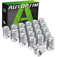 Autoptim 1/2-20 Lug Nuts - Replacement For 1987-2018 Jeep Wrangler Jk  2002-2012 Liberty  1993-2010 Grand Cherokee  Ford Explorer Edge Mustang Aftermarket Wheel  Chrome Closed End Tire Nuts 20Pcs