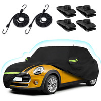 Car Covers For 2002-2025 Mini Cooper/Cooper S/Hardtop/Convertible 2-Door  210T Waterproof All Weather Cooper Full Car Cover Outdoor Custom-Fit Cotton Lining Windproof Cover With Door Zipper(Black)