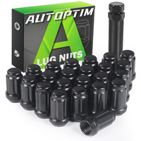 Autoptim 1/2-20 23Pcs Lug Nuts - Replacement For 1987-2018 Jeep Wrangler Jk  2002-2012 Liberty  1993-2010 Grand Cherokee Aftermarket Wheel  17Mm Hex  Black Closed End Short Nuts With Socket Key