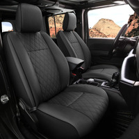 Giant Panda Front Seat Covers For Jeep Wrangler Jl 2018-2024 Sahara Sport Rubicon Unlimited Willys  2/4 Door Faux Leather Seat Protectors (2 Pack  Black)