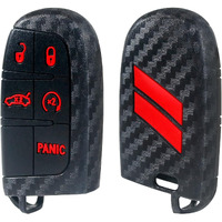 Remoch Key Fob Cover For Dodge Accessories 5 Button Key Fob Case For Dodge Charger Challenger Dart Durango Journey Replacement Remote Control 3 4 5 Buttons Key Fob Shell (Carbon Fiber Red  1 Pc)