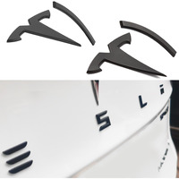 Upgraded 2024 Model Y Front Rear Emblem Cover And Full Letters Emblem Replacement - Compatible With Tesla Model Y Accessories 2023-2021 Logo Cover - Matte Black