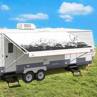 Leaveshade Rv Awning Fabric Replacement Motorhome Camper Trailer Awning Fabric Super Heavy Vinyl Coated Polyester 16'3''(Fit For 17' Awning)- Mountains (Custom Looking)