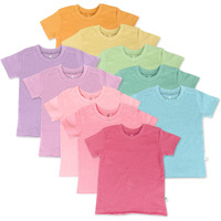 Honestbaby 10-Pack Short Sleeve T-Shirts 100% Organic Cotton Baby  Toddler  Little Kids  Boys  Unisex  Rainbow Girl  4T