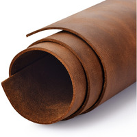 Genuine Leather Tooling Sheets 1.8-2.0Mm Thick Genuine Top Full Grain Oil Tan Crazy Horse Cowhide Leather Sheets For Crafts Tooling Sewing Wallet Earring Hobby (Light Brown  8""X12"")