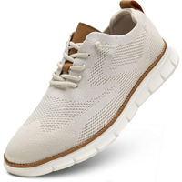 Men's Casual Dress Shoes Fashion Walking Sneakers Mesh Business Oxfords Work Lightweight Soft Sole Beige