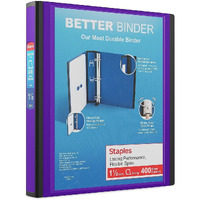 Staples 827604 1.5-Inch 3-Ring Better Binder Purple (19061)