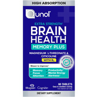 Qunol Brain Health Memory Plus With B6  Magnesium L-Threonate & Citicoline  Clinically Tested Ingredients To Improve Memory  Focus  Attention And Productivity  60 Count (Pack Of 1)