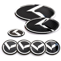 Aulpee 7Pcs Vintage K Badge Front Hood Rear Trunk Emblem Compatible With Vintage K Auto Accessories (Carbonfiber-Chrome)