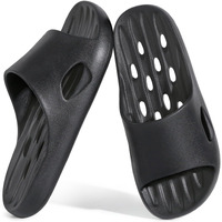 Aoowoll Mens Shower Shoes Slippers Sandals Bathroom Slides Plastic Flip Flop With Holes For College Dorm Gym Bath Spa Beach Indoor Outdoor Summer Pool(Black Eu40-41)