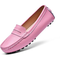 Beauseen Pink Penny Loafers For Women Size 8.5 Genuine Leather Women's Driving Loafers 8.5 Us