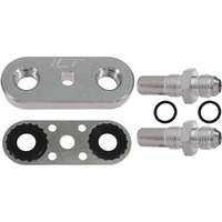 Ict Billet Transmission Cooler Line Adapter Plate With Gasket 6An Fittings Compatible With 6L80E 6L90E 8L90E Factory Oil Seal Line Connector For Custom Braided Hose Set 551121-6An