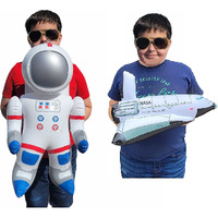 Outer Space Mission - Inflatable Astronaut & Space Shuttle (Set Of 2) Self Standing Cosmos Exploration Mission Inflate Cosmonauts Themed Party With Hanging Tag.