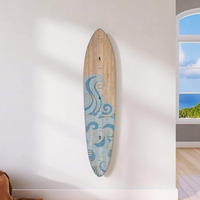 Headwaters Studio Wooden Surfboard Wall Decor Growth Chart - Surf Board Wall Decor For Kids Room  Wooden Growth Chart For Wall  Surfboard Wall Art  Surfboards For Decoration - Blue Wave (9.5""X 45"")