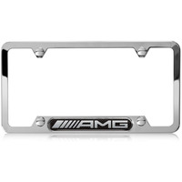 Genuine Mercedes Benz Amg Stainless Steel W/ Carbon Fiber License Plate Frame
