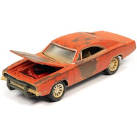 1969 Charger R/T Orange (Unrestored) Barn Finds 1/64 Diecast Model Car By Johnny Lightning Jlsp192