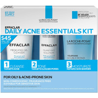 Effaclar Daily Acne Essentials Kit  Acne Treatment System  Salicylic Acid Acne Cleanser  Pore Refining Toner  & Matte Face Moisturizer For Oily Skin & Combination Skin  Oil-Free  2 Month Supply