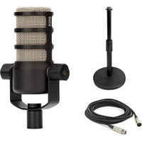 Rode Podmic Dynamic Podcast Microphone With Gator Gfw-Mic-0501 Desktop Mic Stand  Xlr Cable And Streameye Polishing Cloth