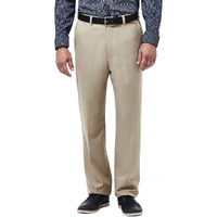 Haggar Mens Cool 18 Stria Hidden Expandable Waistband Plain Front Casual Pants  British Khaki  38W X 30L Us