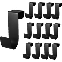 Biaungdo 12 Pcs Over The Cabinet Door Hooks  Black Stainless Steel Hanger Hook Organizer Holder Back Door Hanger Single Hanging Hooks For Over The Door  Kitchen  Christmas  Wreath  Clothes