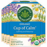 Traditional Medicinals Tea, Organic Cup Of Calm, Calming & Relaxing With Chamomile Mint, 96 Tea Bags (6 Pack)