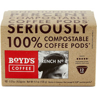 Boyd's Coffee French No. 6 Coffee -Ground Dark Roast- Blended From 100% Arabica - Rich & Full-Flavored - Single Cup - Pack Of 12.