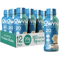 Owyn Only What You Need Plant Based Protein Shake, 20G Vegan Protein From Organic Pumpkin Seed, Flax, Pea Blend, Prebiotic Supplement, Superfood Greens, All-In-One Nutrition, Gluten & Soy-Free (Vanilla, 12 Pack)