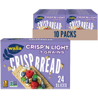 Wasa Crisp?N Light 7 Grains Crispbread, 4.9 Oz (Pack Of 10), Crackers, Non-Gmo Ingredients, 7 Grain Blend, 20 Calories Per Slice