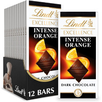Lindt Excellence Intense Orange Dark Chocolate Bar, Dark Chocolate Candy With Orange And Almond Slivers, 3.5 Oz. (12 Pack)
