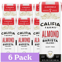 Califia Farms - Original Almond Barista Blend Almond Milk 32 Oz (Pack Of 6), Shelf Stable, Dairy Free, Plant Based, Vegan, Gluten Free, Non Gmo, High Calcium, Milk Frother, Creamer