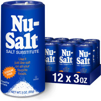 Nu-Salt Sodium-Free Salt Substitute, Contains Potassium Chloride, Table Salt Alternative, Vegan, Good For Chips, Pretzels, French Fries, Popcorn Seasoning, 3Oz Shaker Bottle (Pack Of 12)