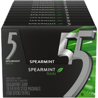 5 Gum Spearmint Rain Sugar Free Chewing Gum Bulk, 15 Stick Box (Pack Of 10)