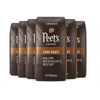 Peet's Coffee, Dark Roast Ground Coffee - Major Dickason's Blend 63 Ounces (6 Bags Of 10.5 Ounces)