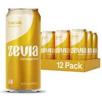Zevia Zero Sugar Soda, Cream Soda, 16 Oz Cans (12-Pack) - Naturally Sweetened, Zero Calorie Sugar Free Soda - Non-Gmo Project Verified, Gluten-Free, Vegan