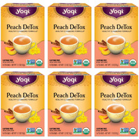 Yogi Tea - Peach Detox Tea (6 Pack) - Healthy Cleansing Formula With Traditional Ayurvedic Herbs - Caffeine Free - 96 Organic Herbal Tea Bags