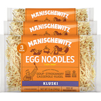 Manischewitz Kluski Egg Noodles 12Oz (3 Pack) | Homestyle Taste & Texture, Premium Enriched, Low Sodium, No Preservatives
