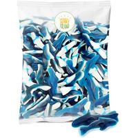 Baby Sharks Gummy Candy Blue Raspberry Marshmallow Flavor 1 Pound Bag
