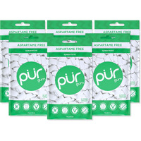 Pur Gum  Sugar Free Chewing Gum  100% Xylitol  Vegan Aspartame Free Gluten Free & Diabetic Friendly  Natural Spearmint Flavored Gum 55 Pieces (Pack Of 6)
