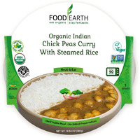 Food Earth - Indian Chick Peas Curry With Steamed Rice Meal - Ready To Eat Indian Cuisine - Organic Gluten-Free Gmo-Free - Healthy Microwavable Meals - Pre-Packaged Indian Food - Pack Of 6