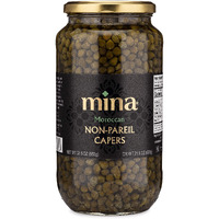 Mina Capers Non Pareil 33.5 Oz, Perfect Mediterranean Seasoning Or Garnish, Made With Only Capers, Water, Vinegar And Sea Salt, Non Gmo, Keto, Vegan, Gluten Free