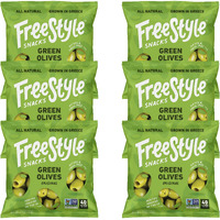 Freestyle Snacks Olive Snack Packs - Single Serve - Fresh Pitted Green Olives, Jumbo-Sized, Grown In Greece, All Natural, Non-Gmo, Paleo, Sugar-Free, Keto, Salty Snack - Original, 1.1Oz (6 Pack)